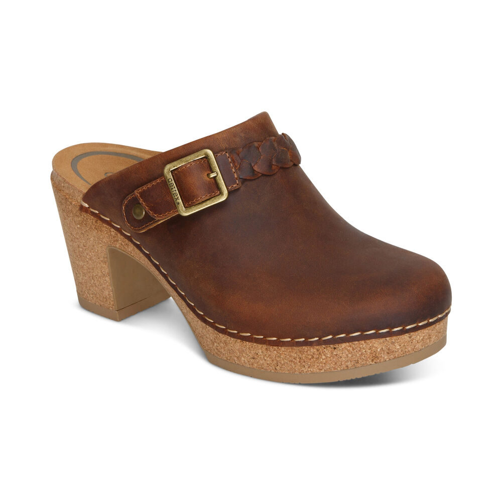 Aetrex Women's Corey Clogs - Brown | USA ETPBCW1